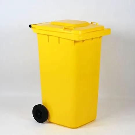 Yellow Dustbin with Wheels Home & Outdoor Trash Cans