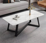 Marble Top Coffee Table White & Black Frame Furniture Coffee Tables