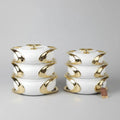 3-Piece Oval Glossy White & Gold Insulated Food Warmer Set Kitchen & Dining Food Warmers