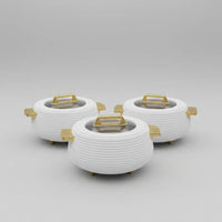 3-Piece Ribbed Insulated Food Warmer Set with Clear Window Kitchen & Dining Chafing Dishes