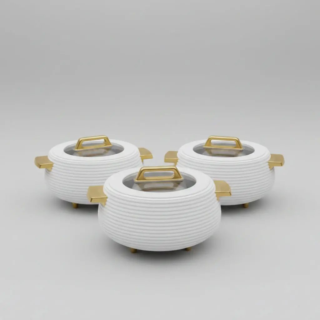 3-Piece Ribbed Insulated Food Warmer Set with Clear Window Kitchen & Dining Chafing Dishes