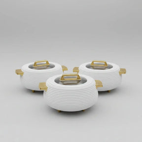 3-Piece Ribbed Insulated Food Warmer Set with Clear Window Kitchen & Dining Chafing Dishes