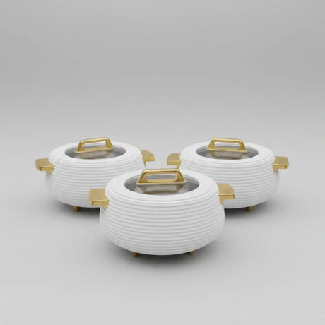 3-Piece Ribbed Insulated Food Warmer Set with Clear Window Kitchen & Dining Chafing Dishes