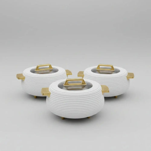 3-Piece Ribbed Insulated Food Warmer Set with Clear Window Kitchen & Dining Chafing Dishes