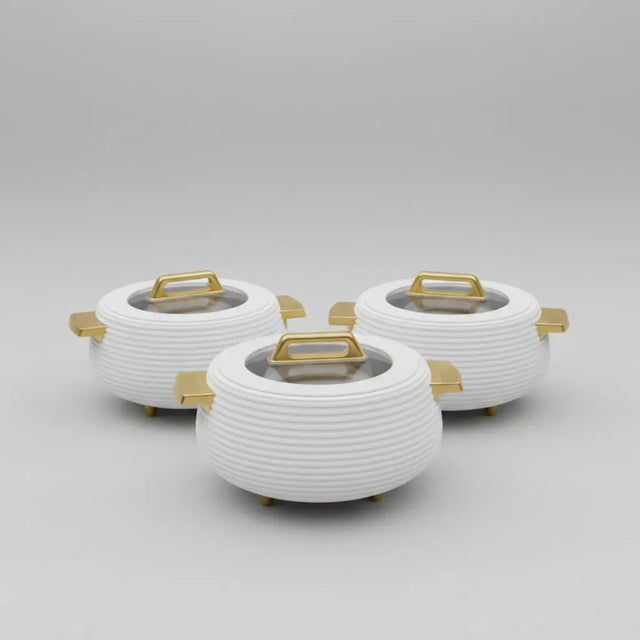 3-Piece Ribbed Insulated Food Warmer Set with Clear Window Kitchen & Dining Chafing Dishes