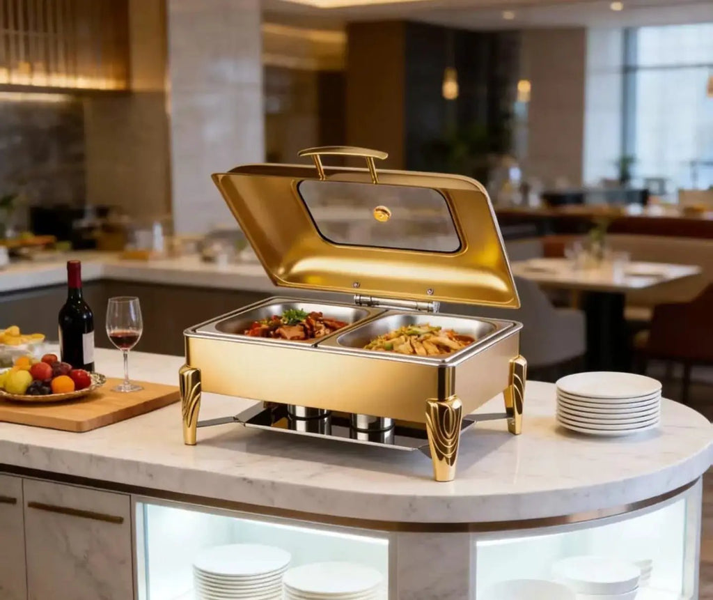 9L Round Hydraulic Stainless Steel Chafing Dish Buffet Kitchen & Dining Chafing Dishes