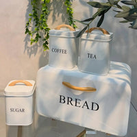 4-Piece Cream Metal Bread Bin & Canister Set Kitchen & Dining Food Storage Containers
