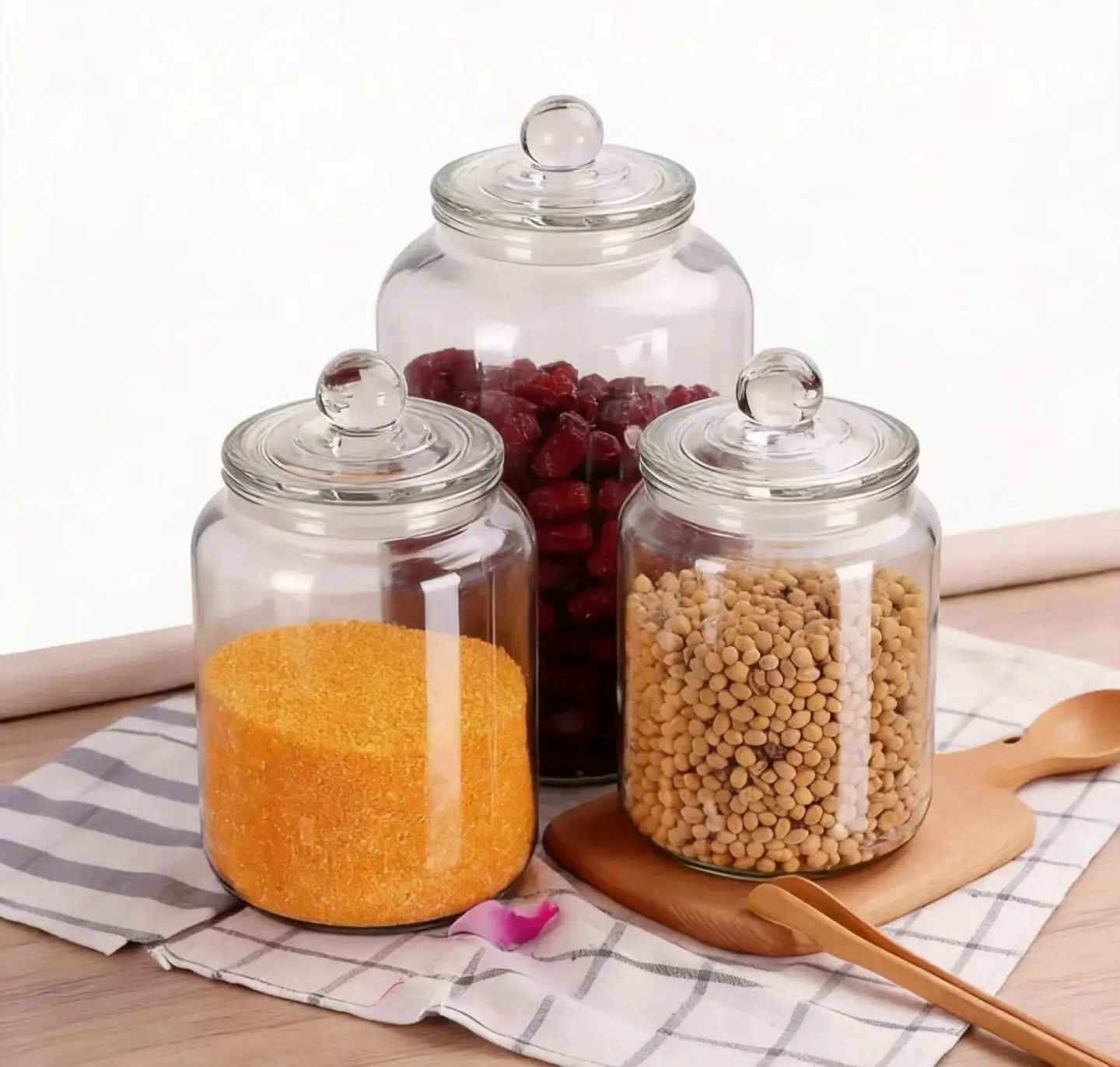 Clear Acrylic Storage Jars with Airtight Knob Lids Kitchen & Dining Food Storage Containers