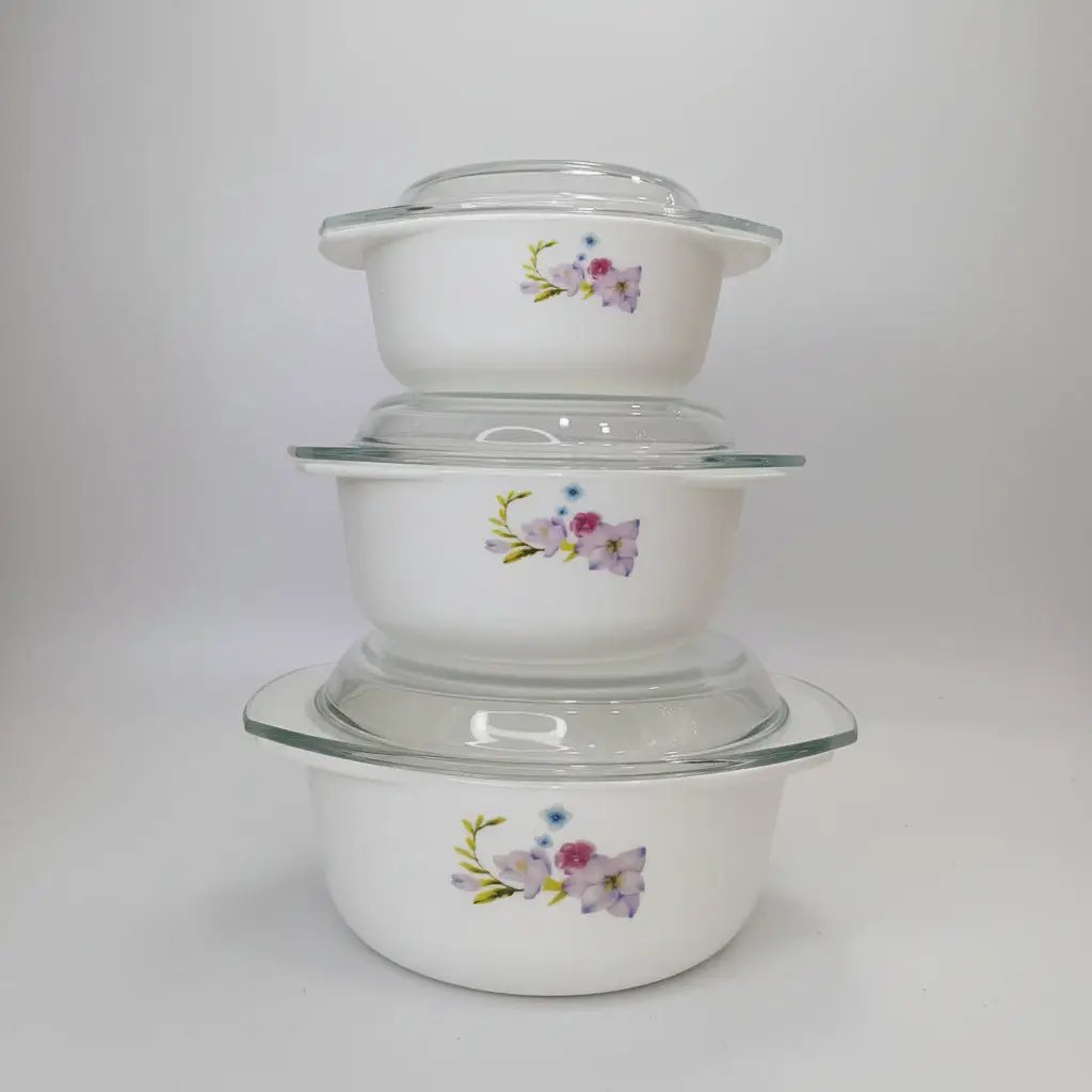 3-Piece Glass Casserole Serving Bowl Set Kitchenware Serving Bowls