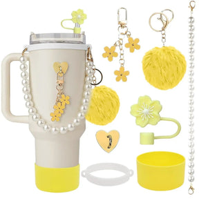 5-Piece Stanley Cup Accessories Set with Pompom & Pearl Kitchen & Dining Drink Sleeves