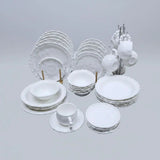 Pearl Rim White Ceramic Dinnerware Set 36pcs Dinnerware Dinnerware Sets