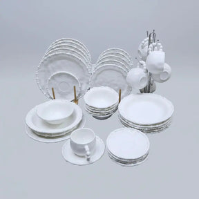 Pearl Rim White Ceramic Dinnerware Set 36pcs Dinnerware Dinnerware Sets