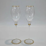 Long Stem Wine Glasses with Gold Rim Set of 6 Glassware Wine Glasses