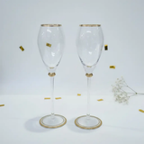Long Stem Wine Glasses with Gold Rim Set of 6 Glassware Wine Glasses