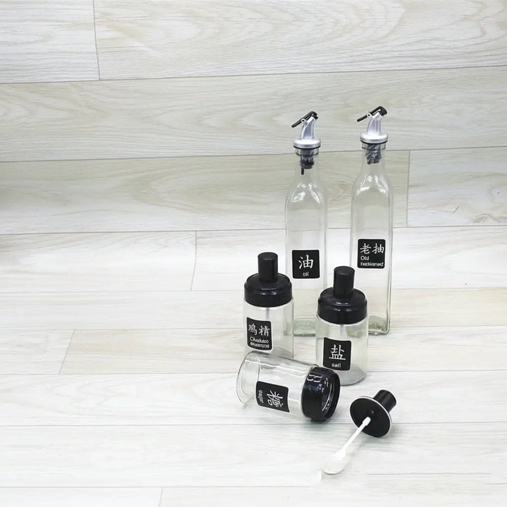 5-Piece Glass Oil & Spice Jar Set Kitchen Storage Food Storage Containers