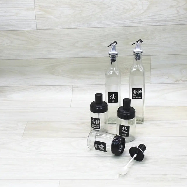5-Piece Glass Oil & Spice Jar Set Kitchen Storage Food Storage Containers