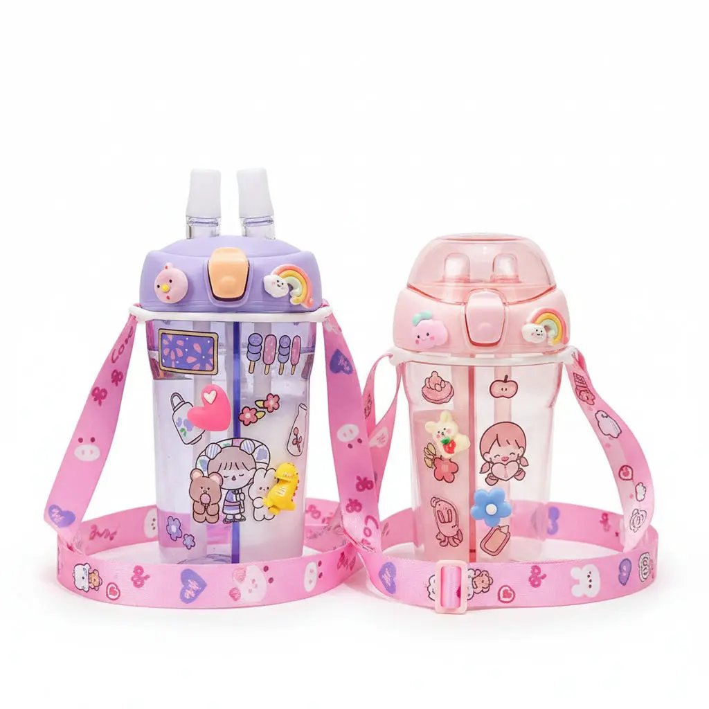 Cartoon Themed Partitioned Water Bottle Kids & Travel Water Bottles