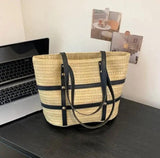Women's Woven Straw Tote Bag with Zip Bags & Accessories Tote Bags