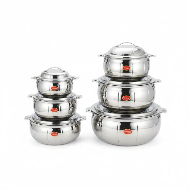 6-Piece Stainless Steel Insulated Hotpot Set Kitchenware Tureens