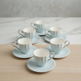 Blue Ceramic Cup & Saucer Set of 6 170ml Kitchenware Coffee Sets