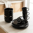 Gibson 18-Piece Black Ceramic Dinner Set Kitchenware Dinnerware Sets