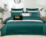 Luxury Cotton Satin Striped Duvet Cover Set Bedding Duvet Covers