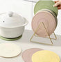 6-Piece Nordic Silicone Pot Holder Mats with Gold Stand Kitchenware Trivets