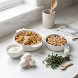 Round Ceramic Baking & Serving Tray Kitchenware Roasting Pans