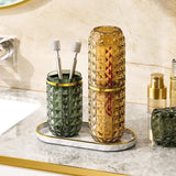 Checkered Texture Toothbrush & Toothpaste Holder Home & Bath Toothbrush Holders