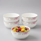 Bone China Round Soup Bowl – Pink Flower Kitchenware Bowls