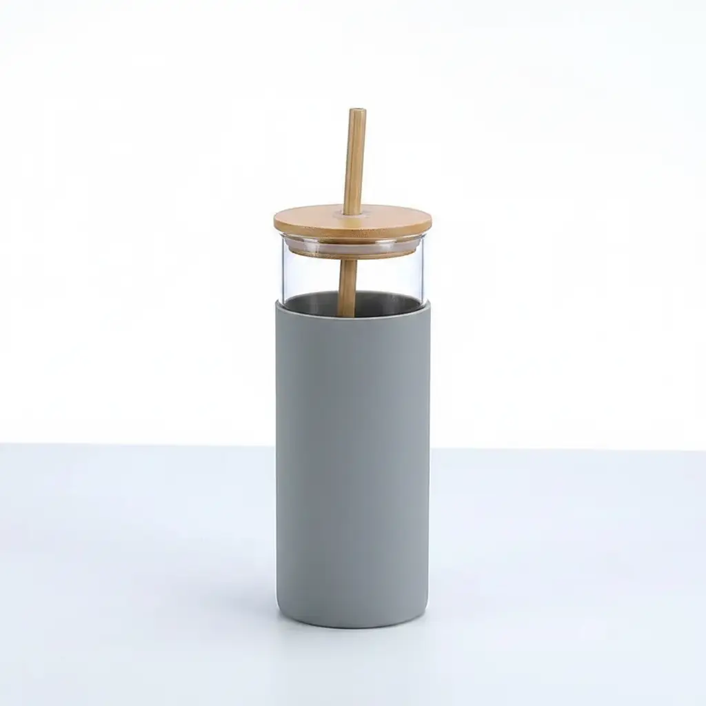 High Temp Glass Tumbler with Bamboo Lid & Straw Kitchen & Storage Tumblers