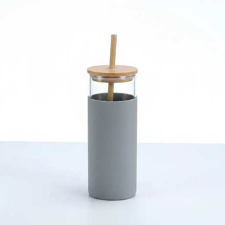 High Temp Glass Tumbler with Bamboo Lid & Straw Kitchen & Storage Tumblers