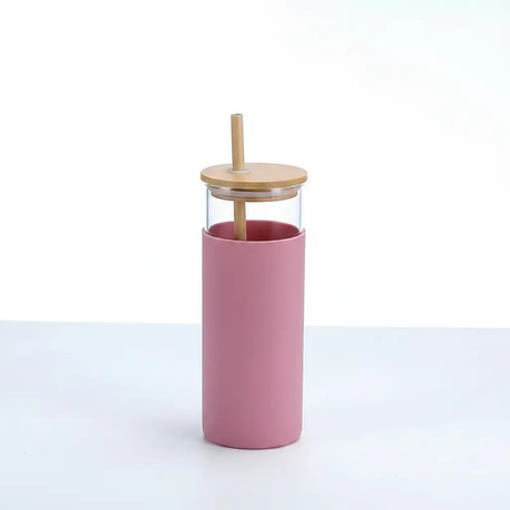 High Temp Glass Tumbler with Bamboo Lid & Straw Kitchen & Storage Tumblers