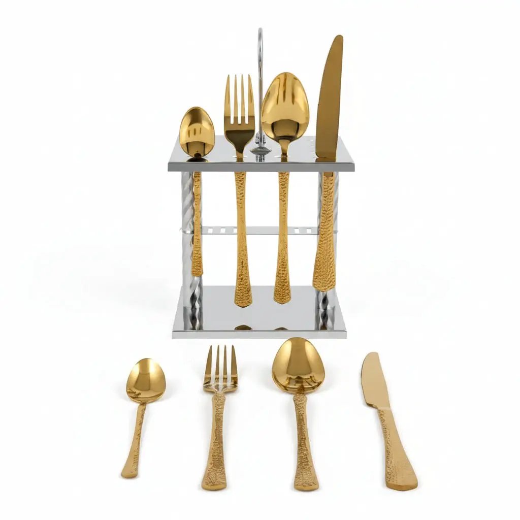 25-Piece Astrid Glister Cutlery Set with Stand Kitchen & Storage Flatware Sets