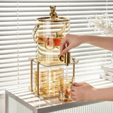 Luxury Glass Cold Water Jug with Faucet & Mugs Kitchen & Storage Serving Pitchers & Carafes