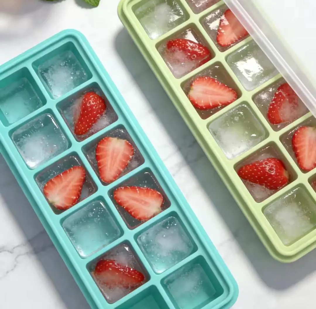 BPA-Free Plastic Ice Cube Tray 12-Cube Kitchen & Storage Ice Cube Trays