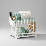 2-Layer Carbon Coated Dish Rack with Swivel Spout Kitchen & Storage Dish Racks