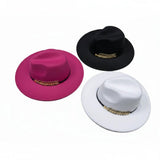 Wide Brim Fedora Hat with Gold Band Fashion Accessories Fedoras