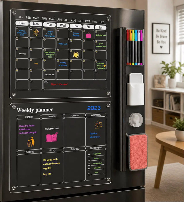 2-Piece Magnetic Acrylic Fridge Planner Set Home Decor Planners