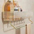 Wall Shelf with Towel Bar & 6 Hooks Home Decor Towel Bars