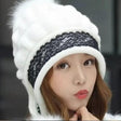 Women's Fleece-Lined Windproof Knit Pullover Hat Fashion Accessories Beanies