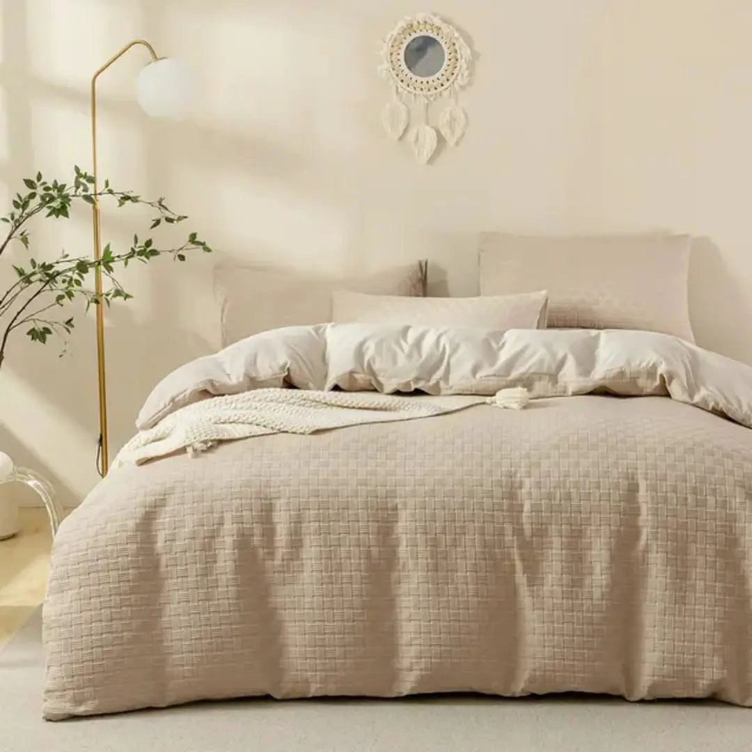 Waffle Weave Cotton Luxury Duvet Cover Set Bedding Duvet Covers