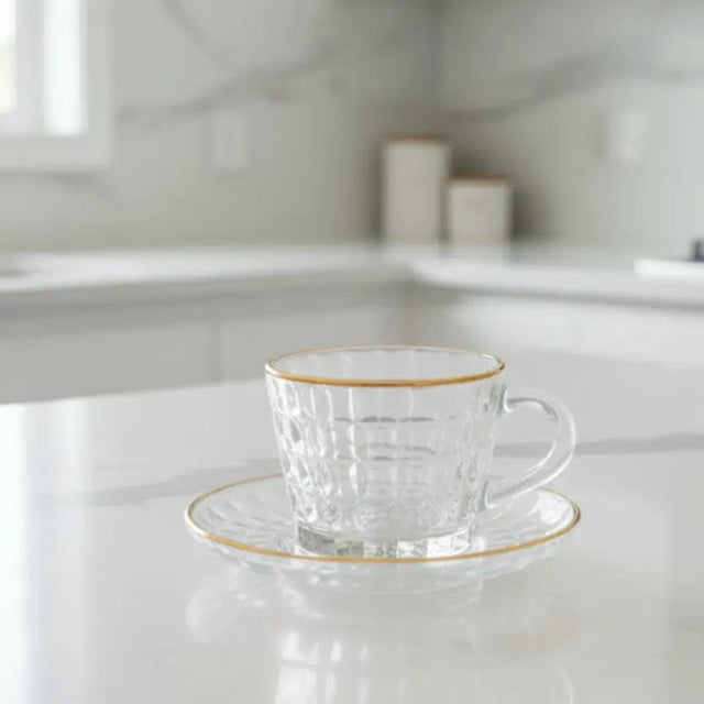 150ml Tea Glass Set – 6 Cups & 6 Saucers Kitchen & Storage Tea Sets