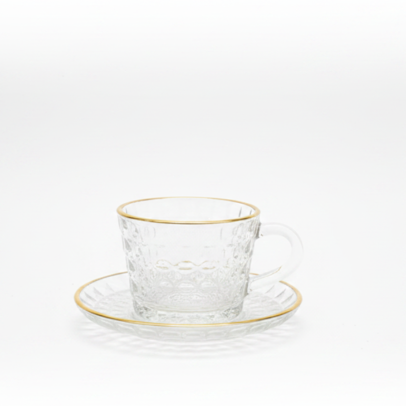 150ml Tea Glass Set – 6 Cups & 6 Saucers Kitchen & Storage Tea Sets