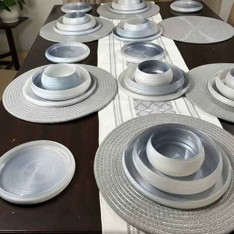 Luxury Gold & Brown 24pc Hard Glass Dinner Set Kitchen & Dining Dinnerware Sets