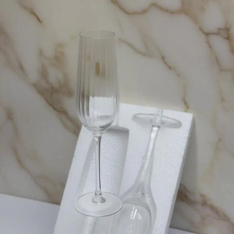 Ribbed Long Stem Champagne Flutes Kitchen & Dining Champagne Glasses