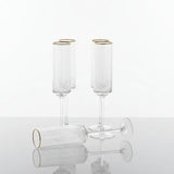 Gold Rim Ribbed Champagne Flutes Kitchenware Champagne Glasses