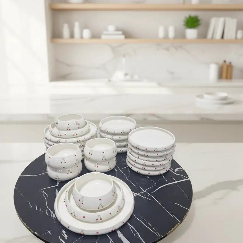 White Double Glaze Ceramic Dinner Set 24pc Kitchenware Dinnerware Sets
