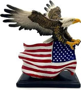 American Bald Eagle with Flag Resin Figurine Home Décor Figurines