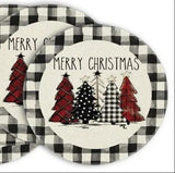 34cm Plaid Christmas Round Placemats Set Of 4 Placemats Placemats